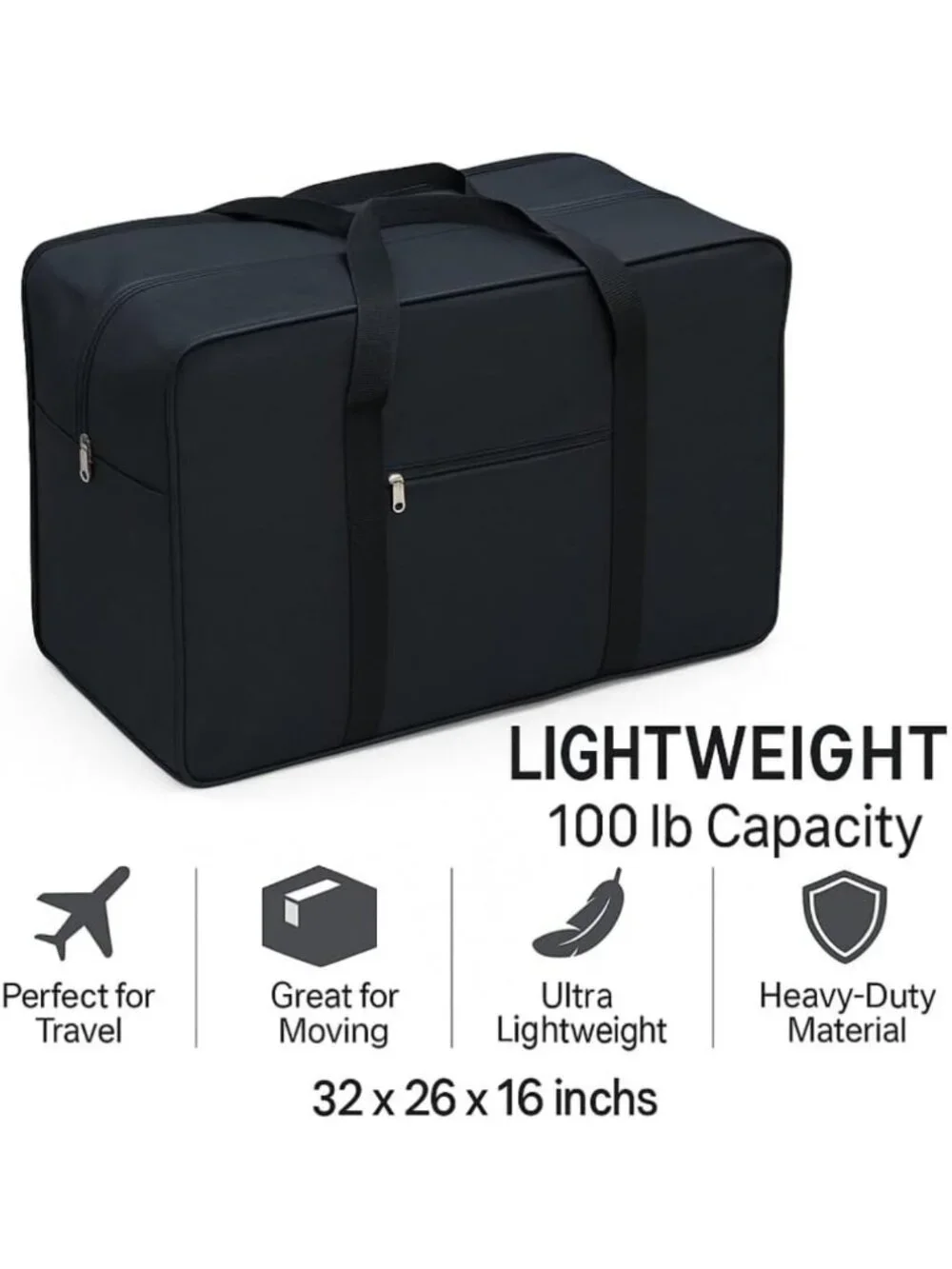 Extra Large Travel Duffel Bag - Heavy-Duty, Water-Resistant, TSA Approved, 100